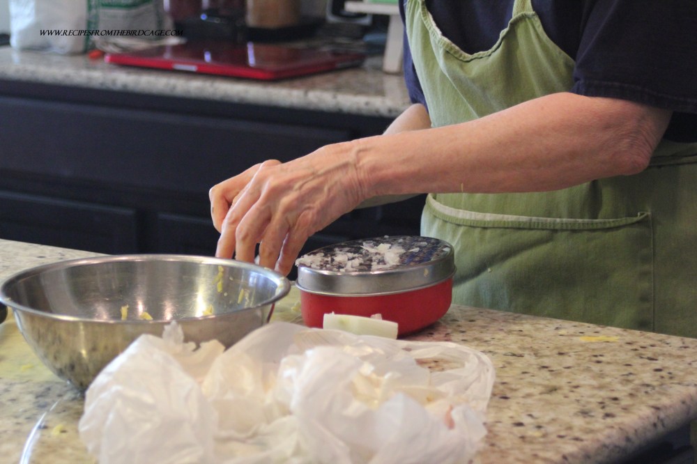 Shred white onion, not knuckles.