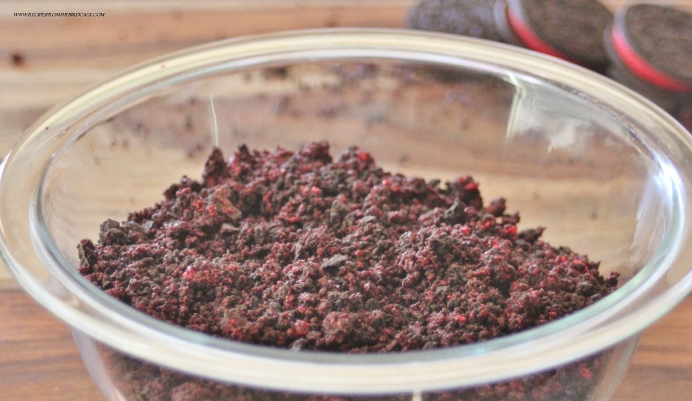 Pulse your cookies in a food processor until small crumbs form.